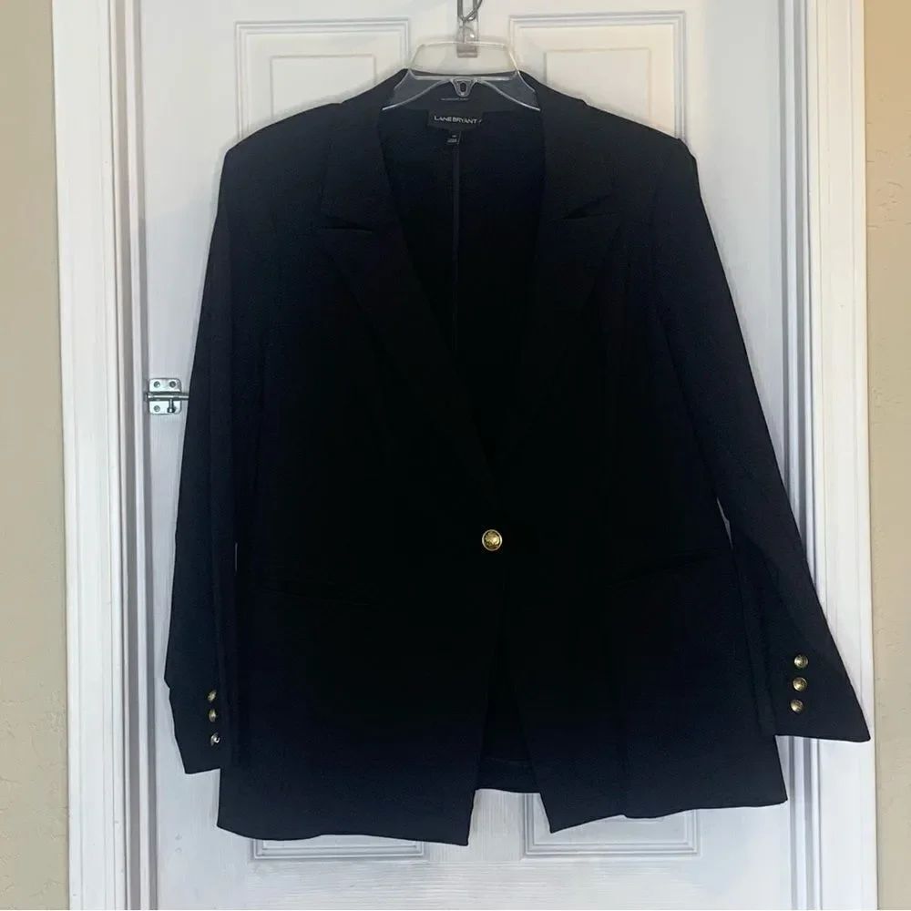 Lane Bryant The Bryant Blazer Black with Gold Buttons Size 26